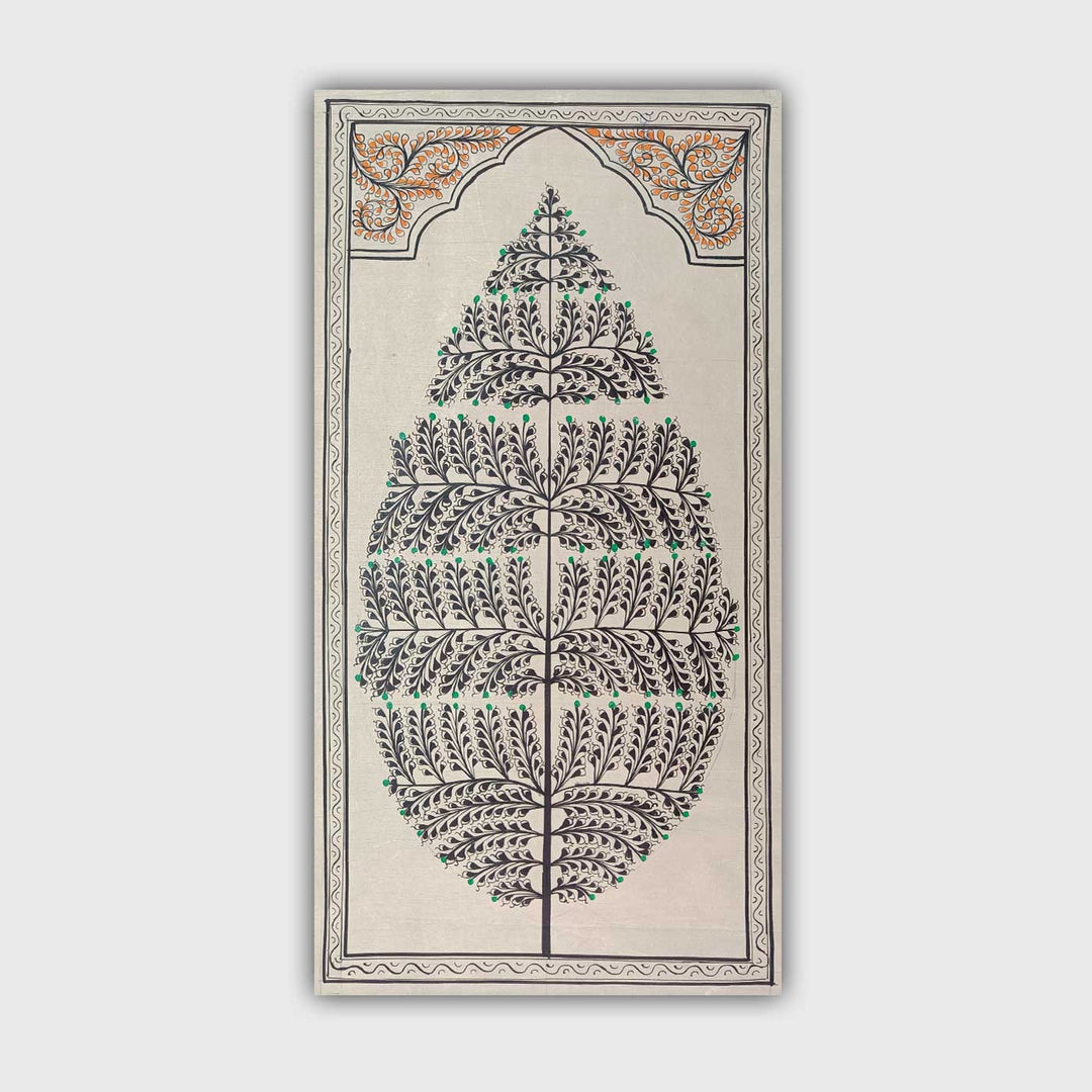 11 X 19 Inch | Handmade Tussar Silk Tree Of Life Painting