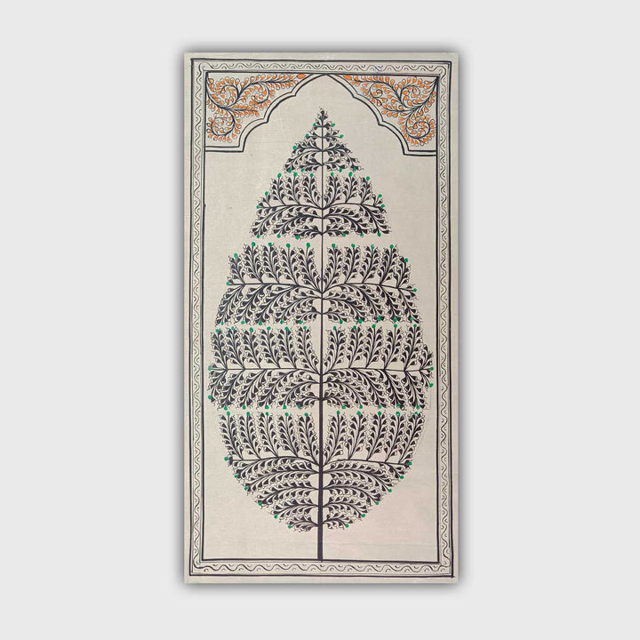 11 X 19 Inch | Handmade Tussar Silk Tree Of Life Painting