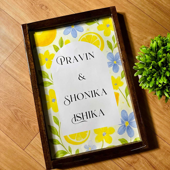 Floraison Vintage Personalized Resin Wooden Frame Name Plate