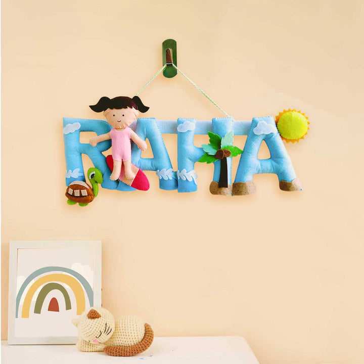 Personalized Beach Theme Felt Kids Name Plate