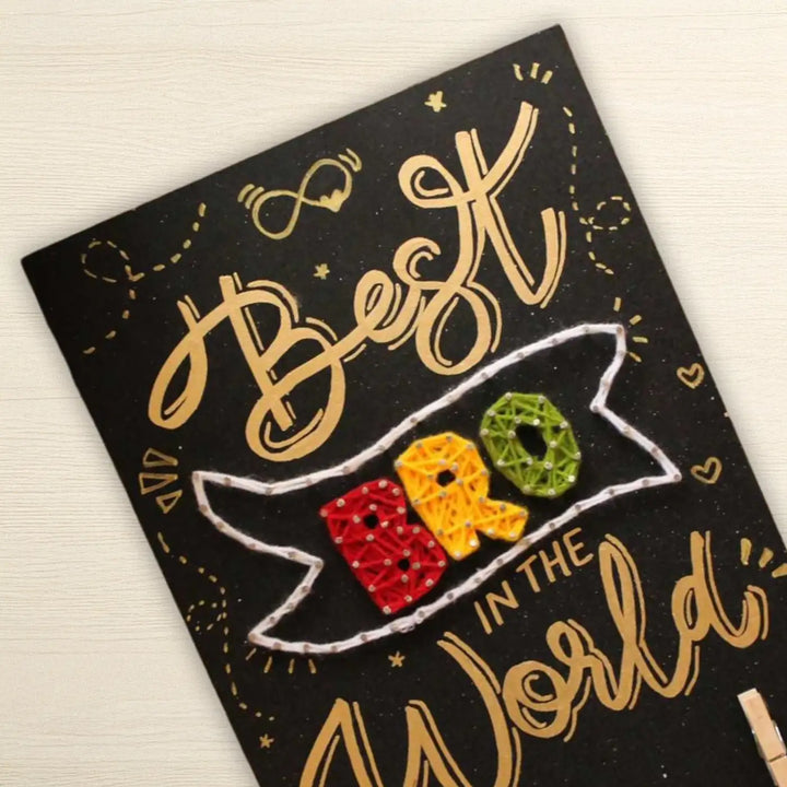 Handmade String Art "Best Bro In The World" Mdf Wood Decorative Plaque