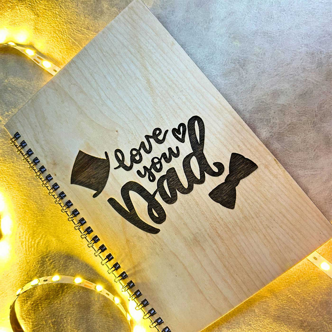 Personalized "Love You Dad" Wooden Journal For Fathers | 100 Pages