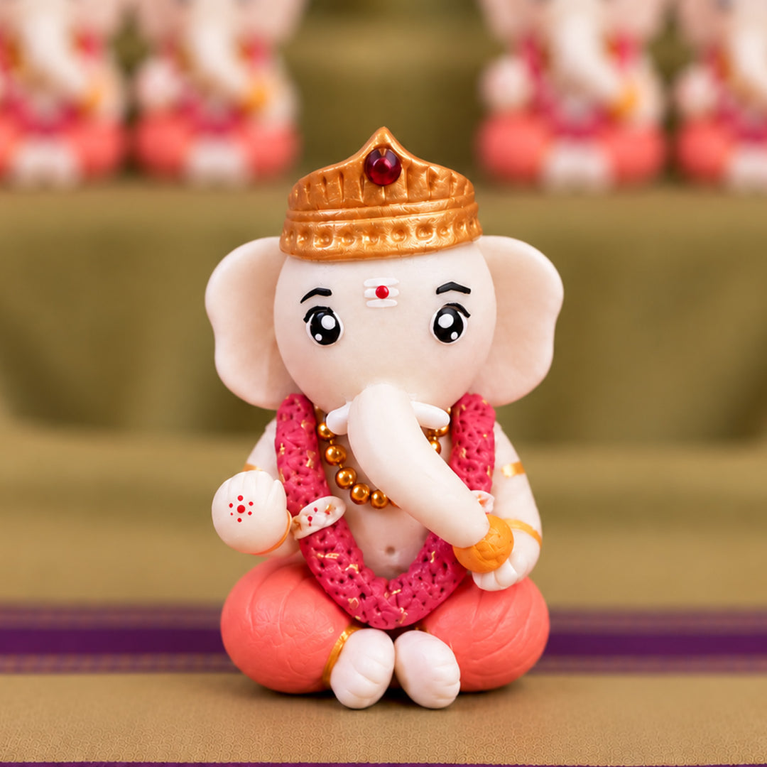 Handmade Miniature Ganesha Clay Golu Doll For Festive Decor