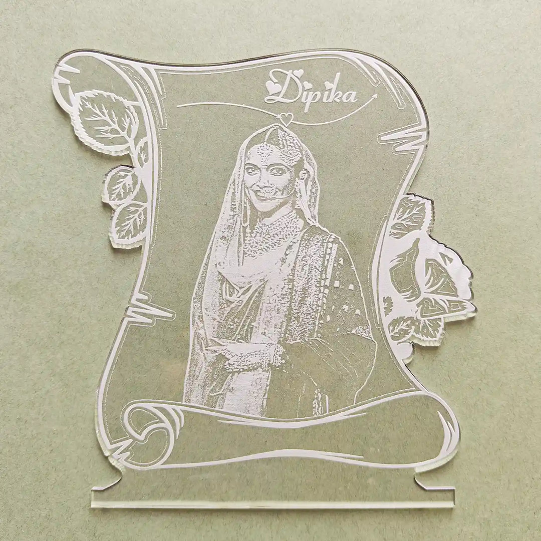 Photo Personalized Engraved Rose Theme Acrylic Table Lamp