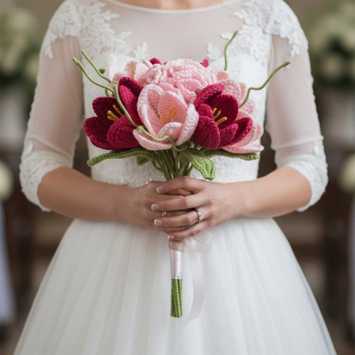 Handmade Crochet Celine's Day Bridal Bouquet | Includes Photo & Greeting Card
