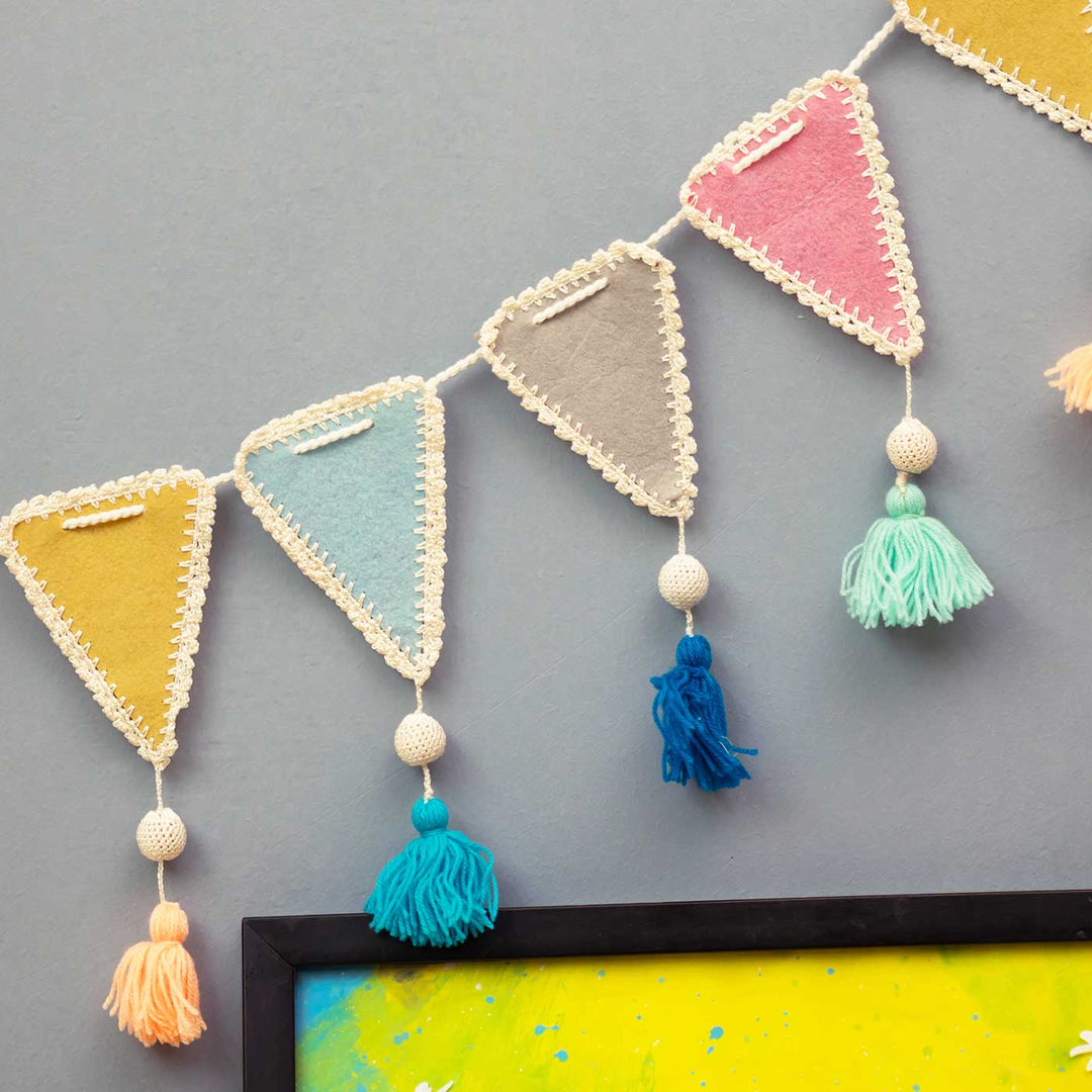 Handmade Crochet Triangle Themed Felt Bunting