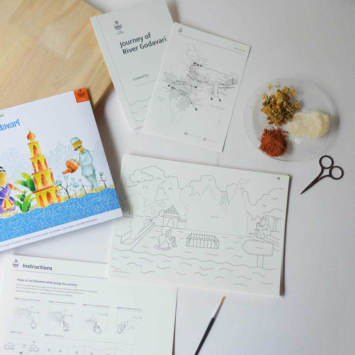 Godavari Rivers of India DIY Kit | 11 Coloring Templates, 1 Map Of India And Instruction Sheet