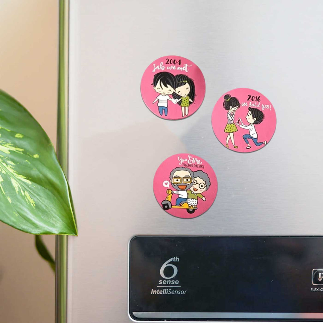 Personalized Hand-Painted Story MDF Wood Fridge Magnet | Set Of 3