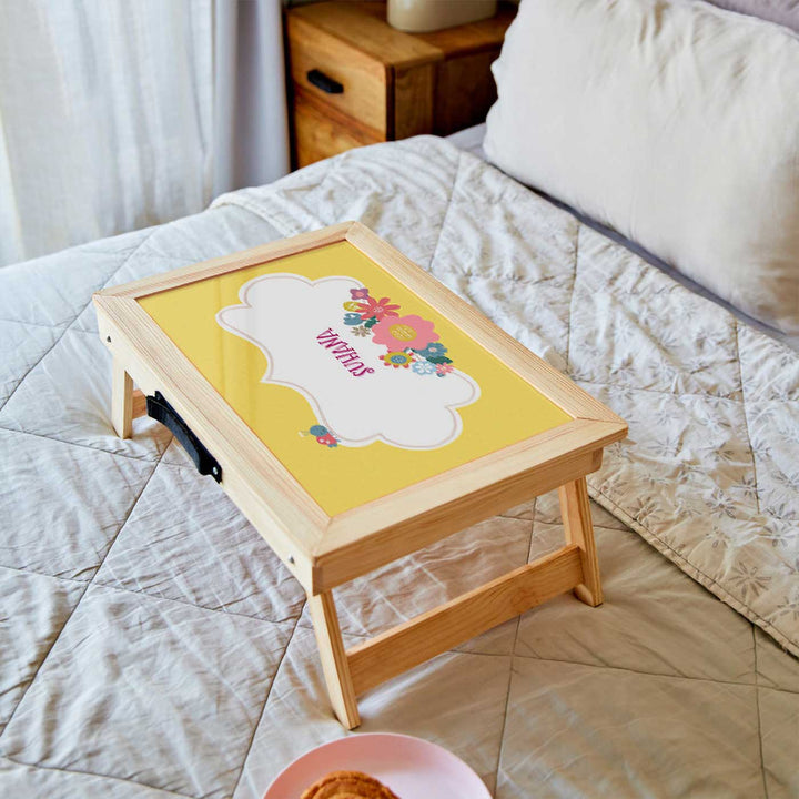 Personalized Flower Power Theme Wooden Foldable Desk