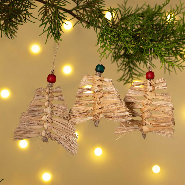 5 Pc | Handmade Banana Bark Frill Tree Hanging Ornaments