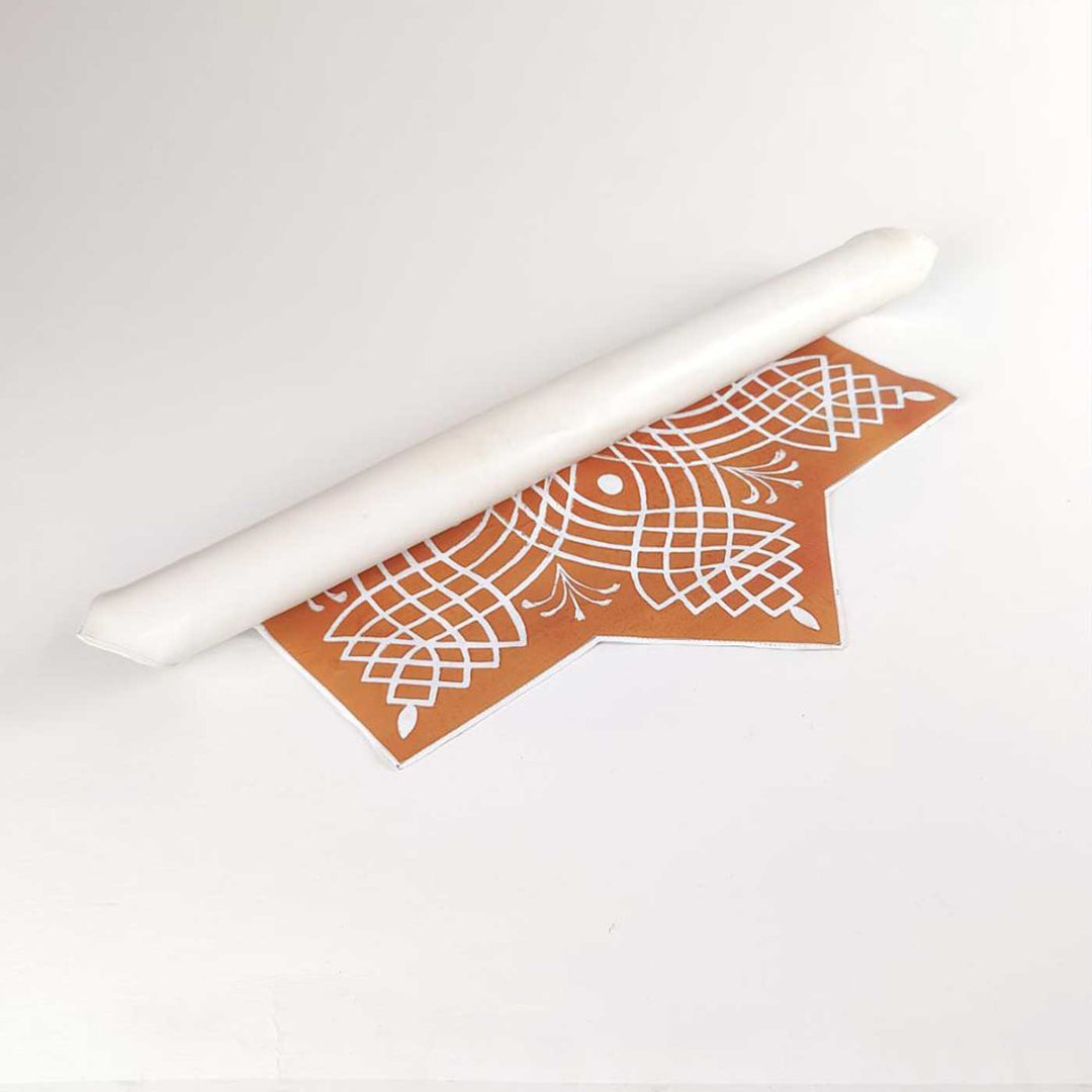24 x 24 Inch | Hand-Painted Aureya Star Kolam Canvas Reusable Rangoli Mat