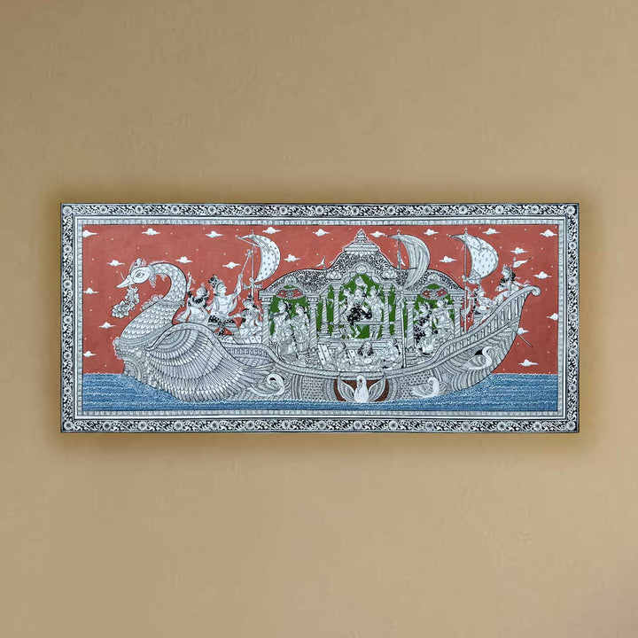 44 x 20 Inch | Handmade Canvas Naukavihaar Painting