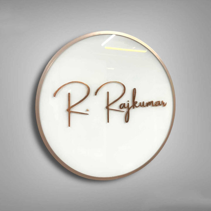 Personalized Engraved Round White Copper Stainless Steel Name Plate