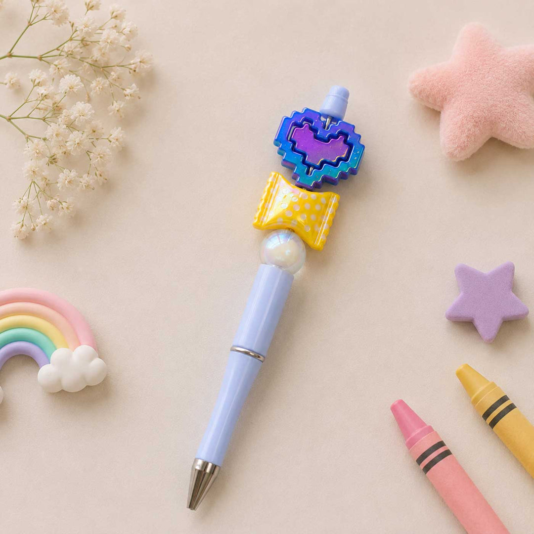 Cute Character "Purple Heart" Topper Pen For Kids