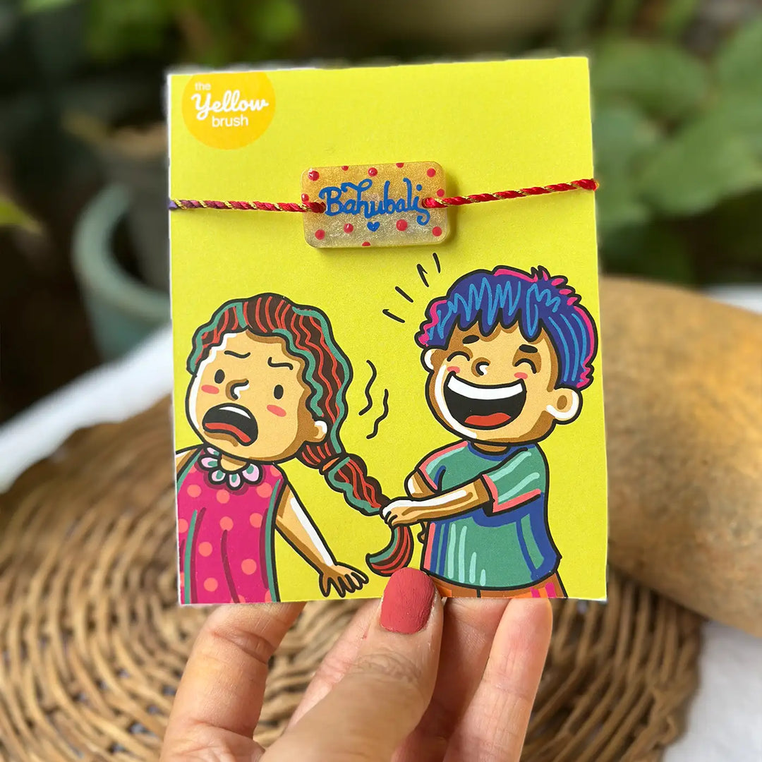 Photo Personalized Hand-Painted Pop Art Illustrated Caricature Rakhi Hamper | Includes 1 Beer Mug, 1 Rakhi