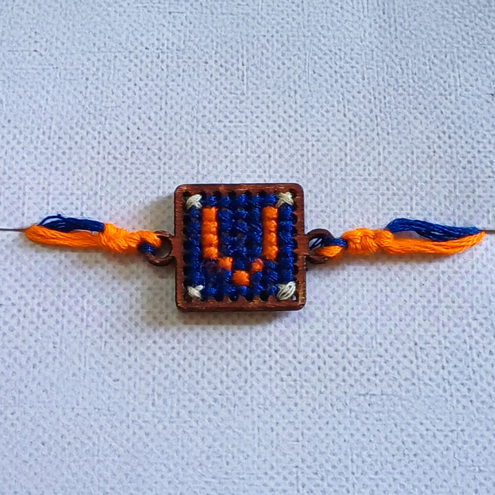 Personalized Handmade Letter Wooden Rakhi With Roli Chawal For Brother