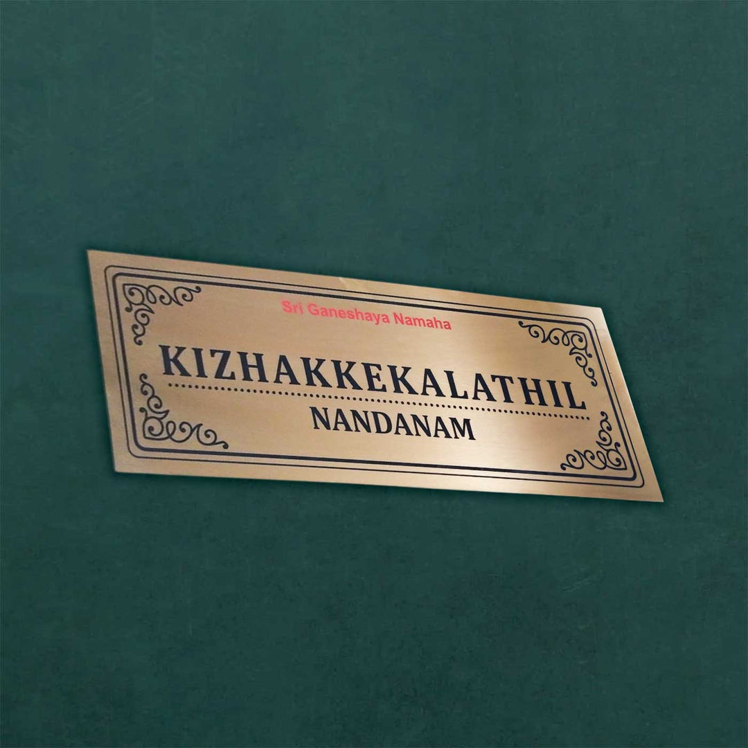 Personalized Weatherproof Ganesha Theme Copper Stainless Steel Name Plate