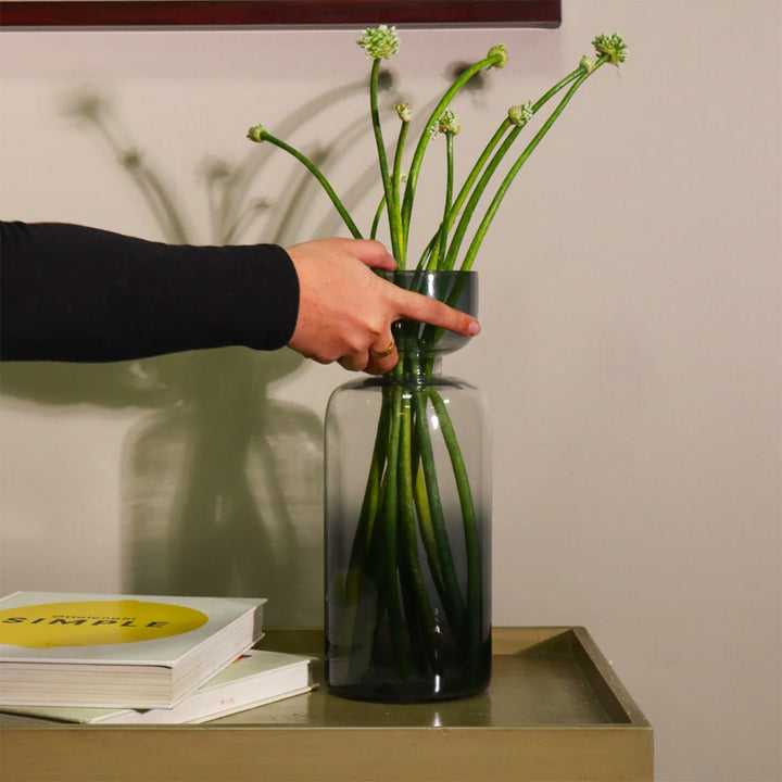 Handmade Grey Grande Tinted Glass Vase | 11.8 inch