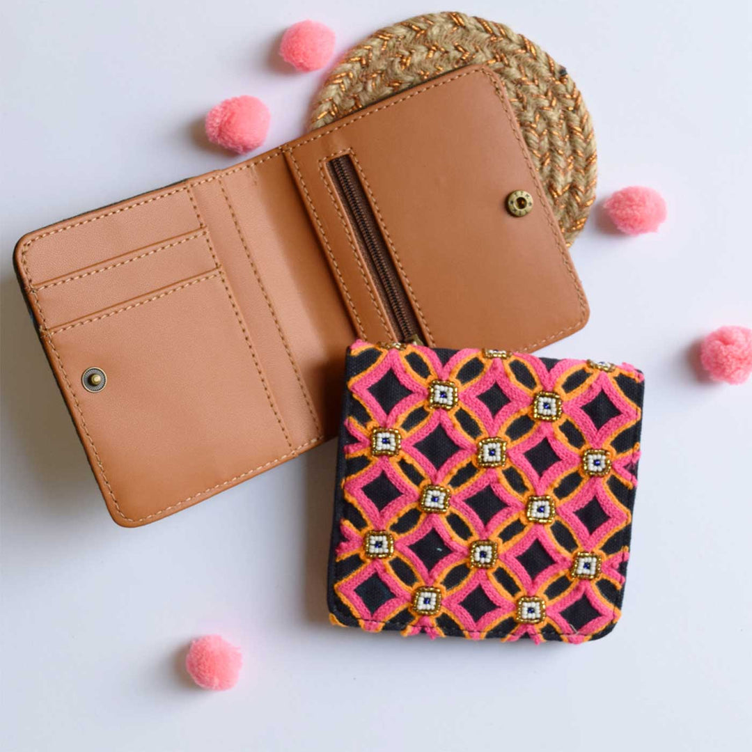 Handmade Embroidered Samira Design Canvas Wallet