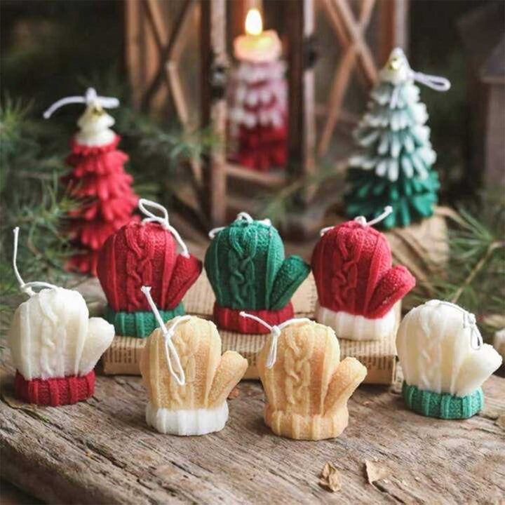Handmade Mitten Soy Wax Candle For Christmas Decoration | Set Of 2