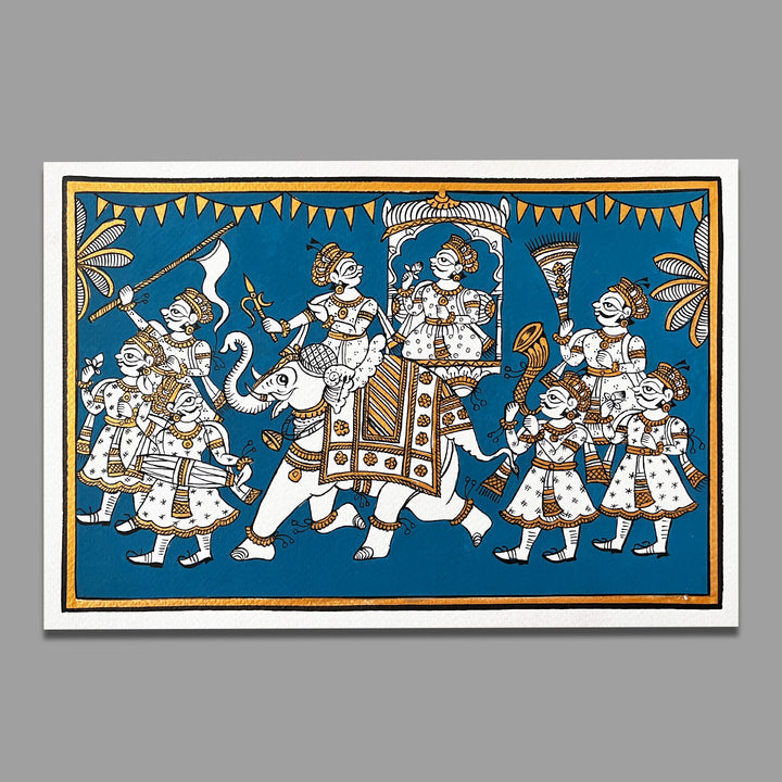 11 X 7.5 Inch | Royal Procession Paper Phad Painting
