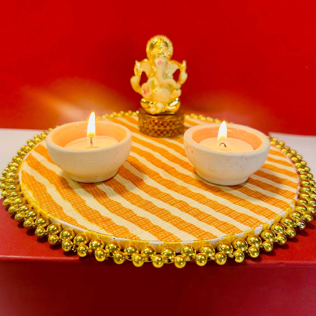 Handmade Aaradhya Arpan Wooden Puja Thali