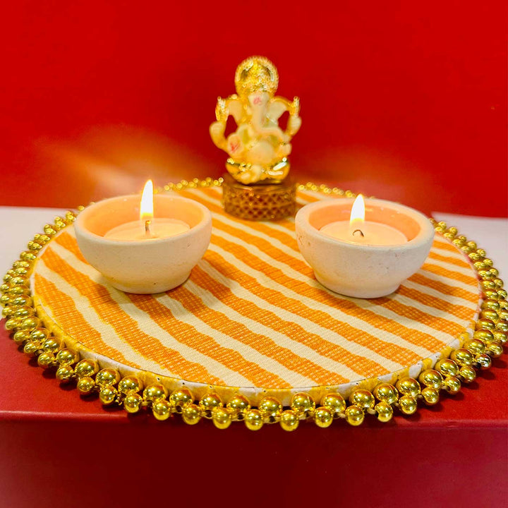 Handmade Aaradhya Arpan Wooden Puja Thali