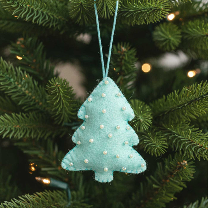 Handmade Felt Tree Shape Sequin Christmas Ornaments