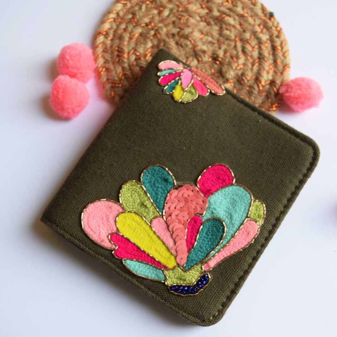 Handmade Embroidered Soraya Design Canvas Wallet