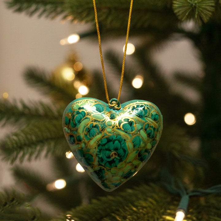 Handmade Paper Mache Heart Ornament For Christmas Decoration