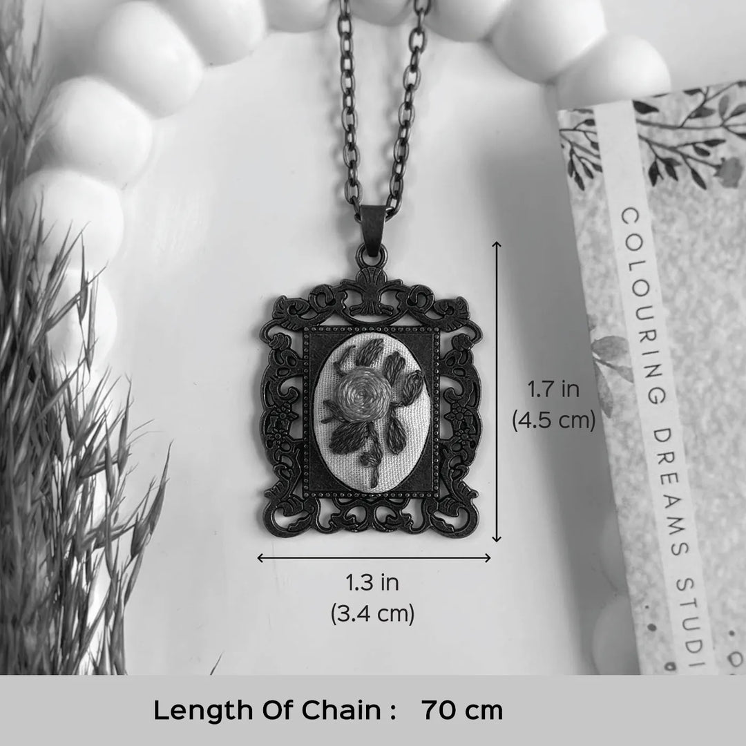 Hand Embroidered Flamingo Petals Antique Finish Necklace