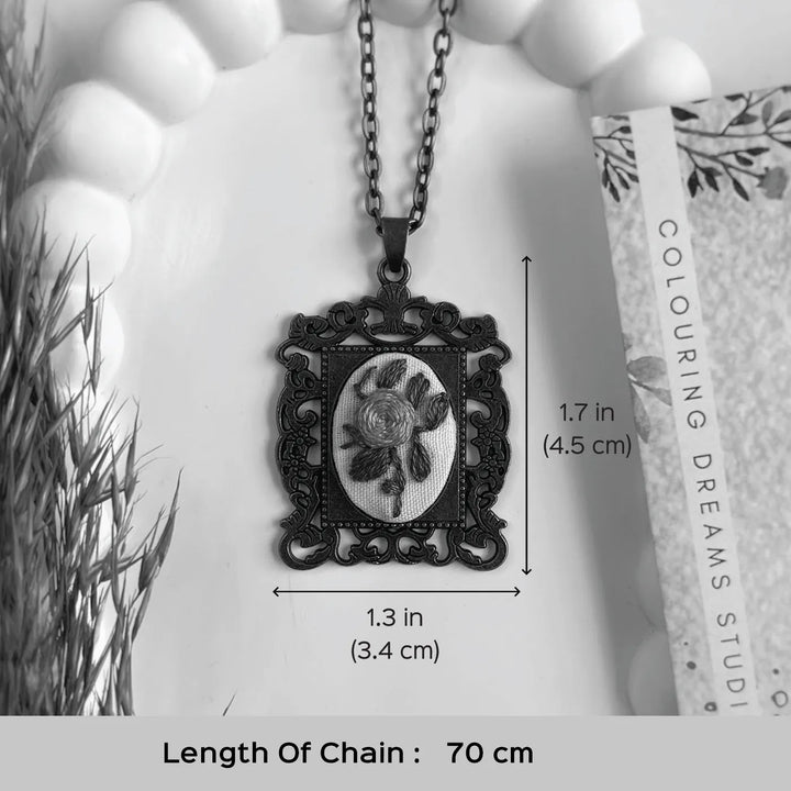 Hand Embroidered Flamingo Petals Antique Finish Necklace