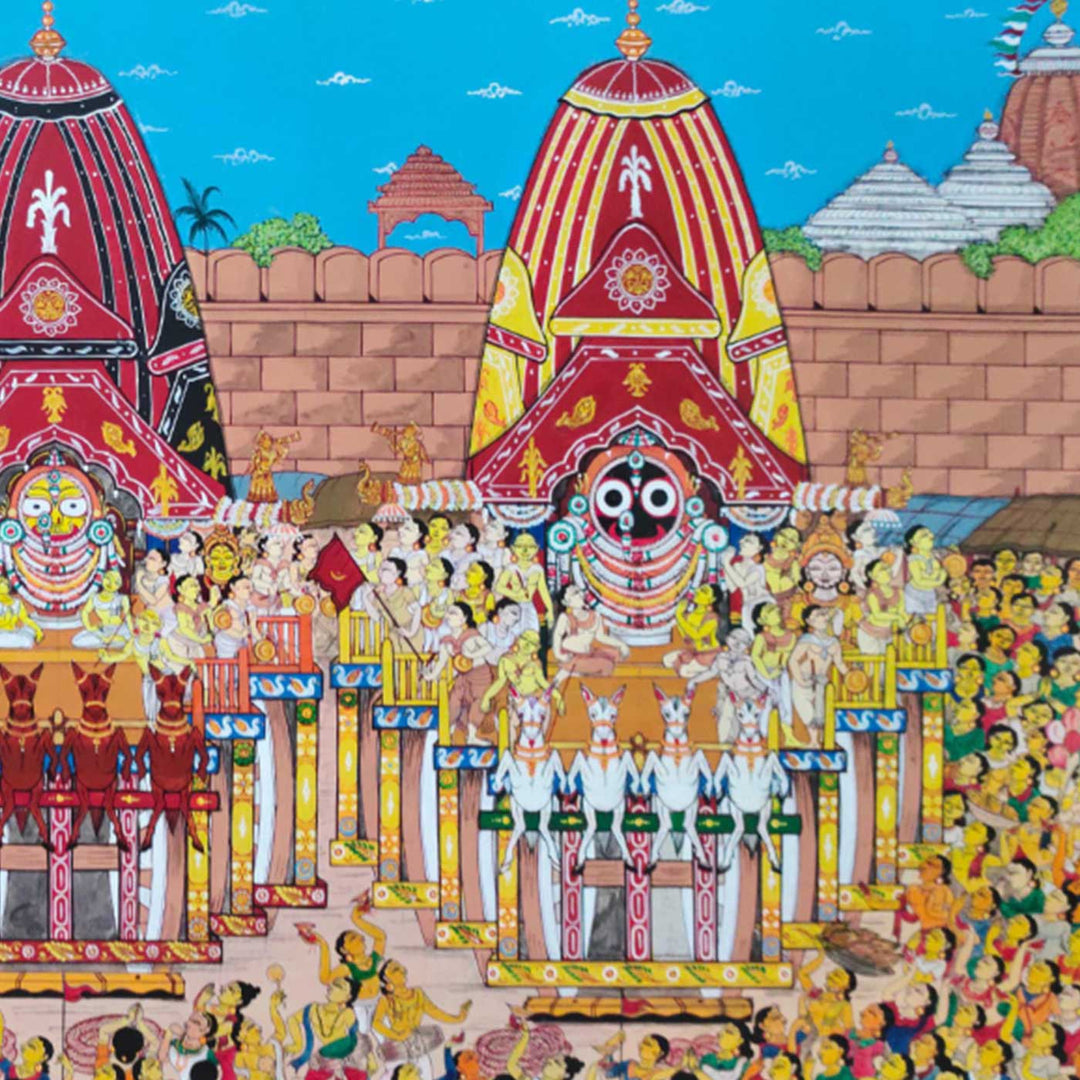 48 x 30 Inch | Handmade Canvas Rathyatra Painting