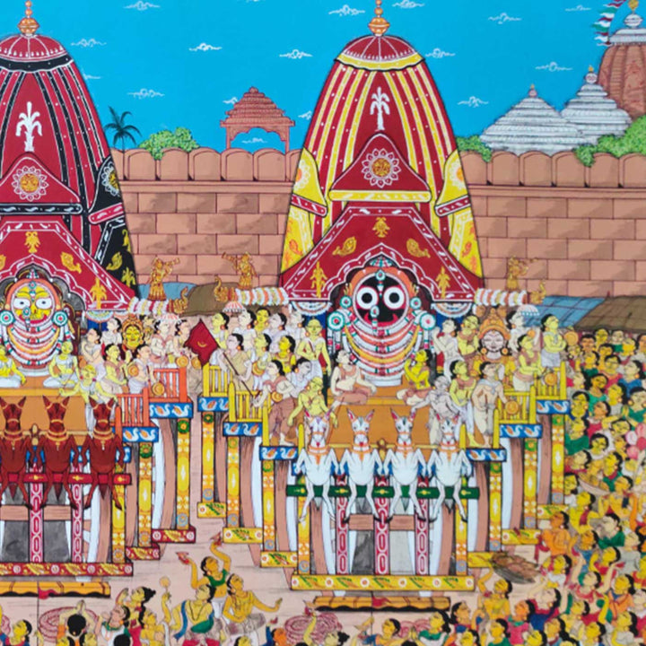 48 x 30 Inch | Handmade Canvas Rathyatra Painting