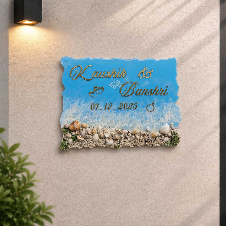 Personalized Handcrafted Beach Side Resin MDF Name Plate For Home