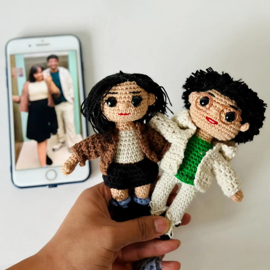 Photo Personalized Handmade Crochet Cotton Replica Doll | Set Of 2