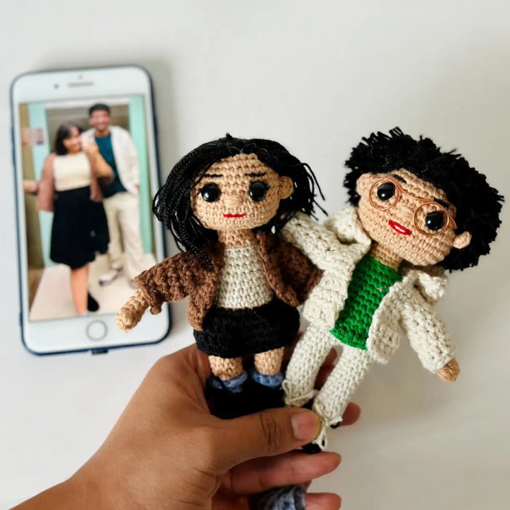 Photo Personalized Handmade Crochet Cotton Replica Doll | Set Of 2