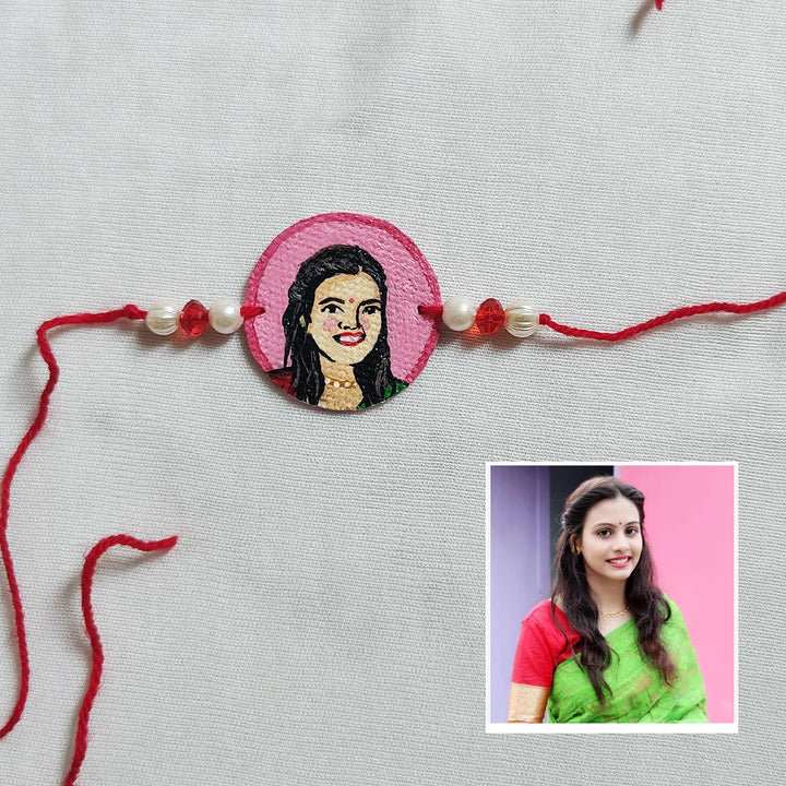Photo Personalized Hand-Painted Round Caricature Rakhi