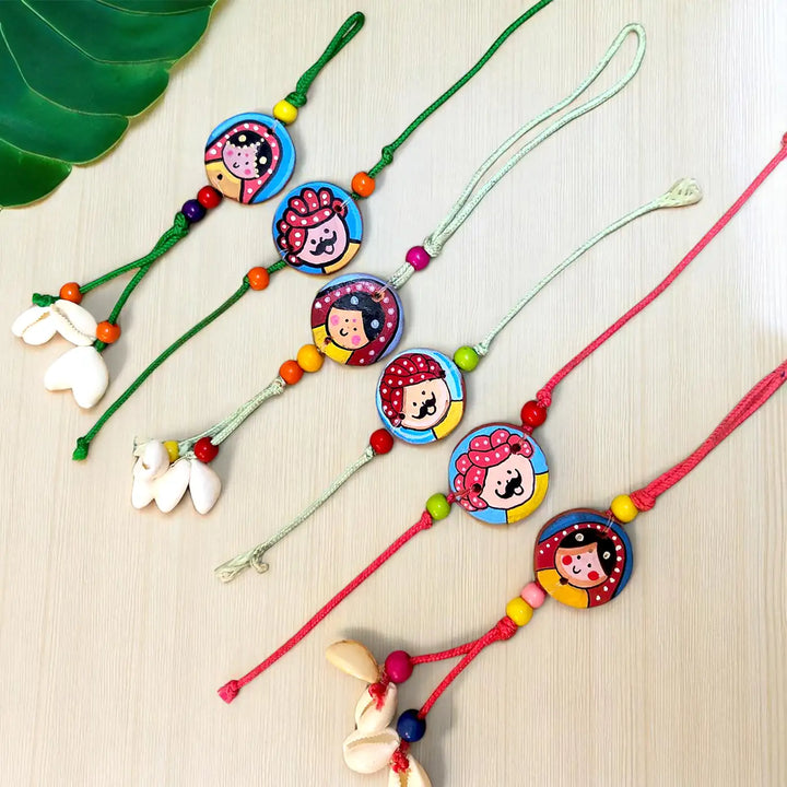 Hand-Painted Raja Rani Terracotta Bhaiya Bhabhi Rakhi | Set Of 2