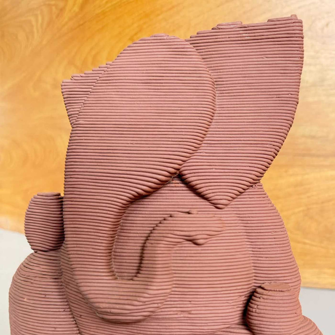 Handmade 3D Printed Ganpati Large Stoneware Sculpture