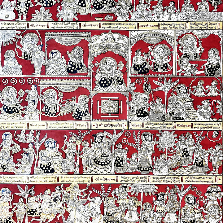 48 X 30 Inch | Shree Ganesh Chalisa Paper Phad Painting