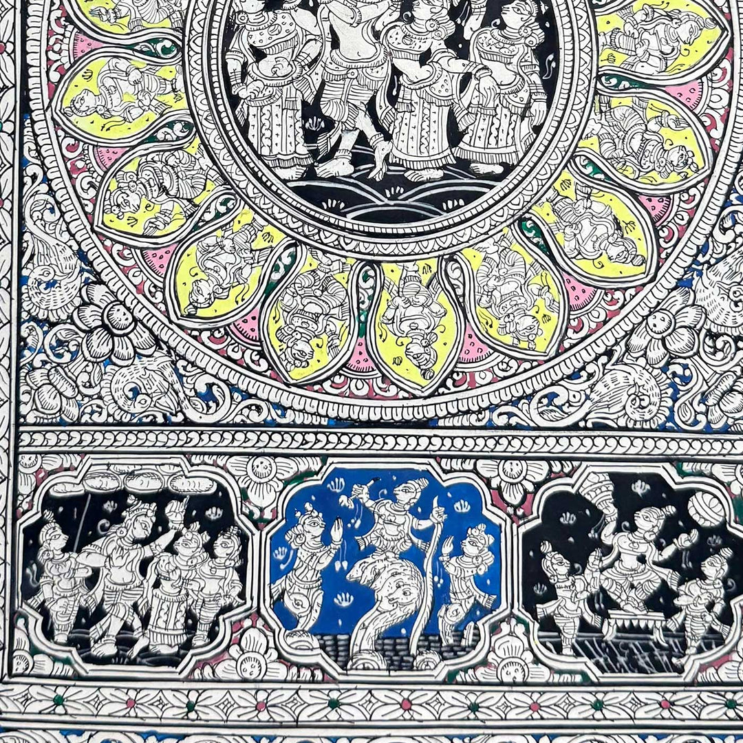 19 X 13 Inch | Handmade Canvas Story Of Krishna Painting