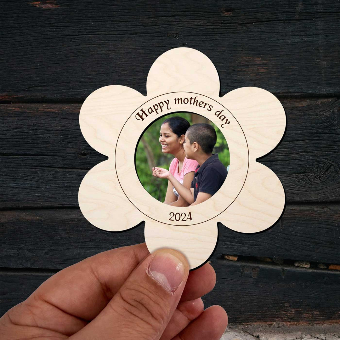 Photo Personalized Printed Flower Shaped Wooden Fridge Magnet For Mothers