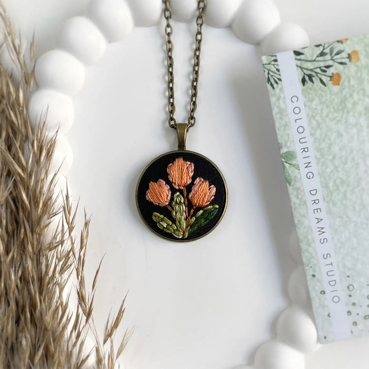 Hand Embroidered Garden's Tale Antique Finish Necklace