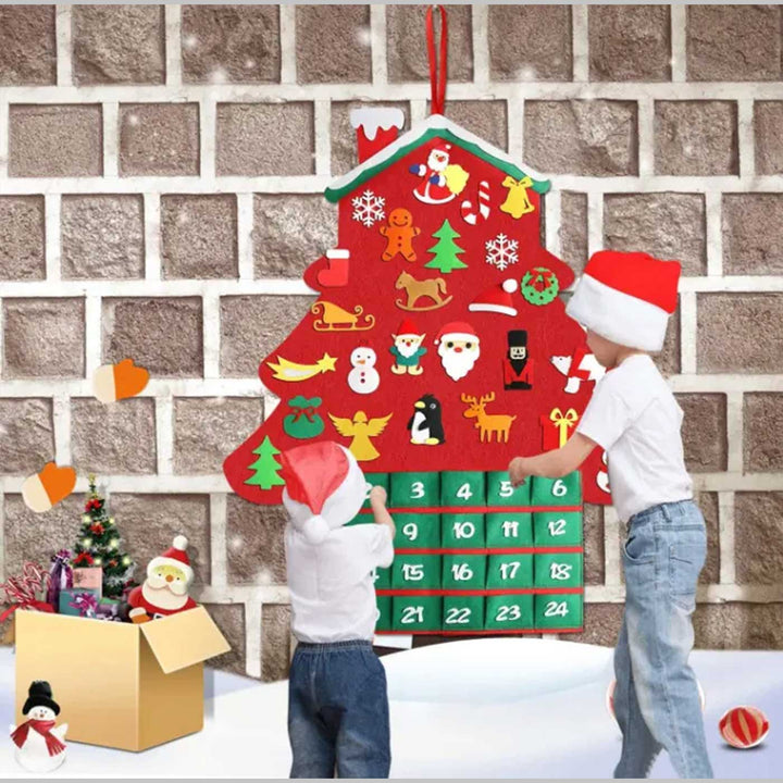 36 Inch Cottage Advent Calendar With 25 Ornaments Felt DIY Decor