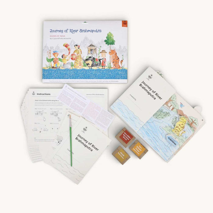Brahmaputra Rivers of India DIY Kit | 11 Coloring Templates, 1 Map Of India And Instruction Sheet
