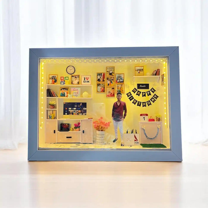 12 x 16 Inches | Photo Personalized Handmade Birthday Theme MDF Wood Decorative Plaque With Lights