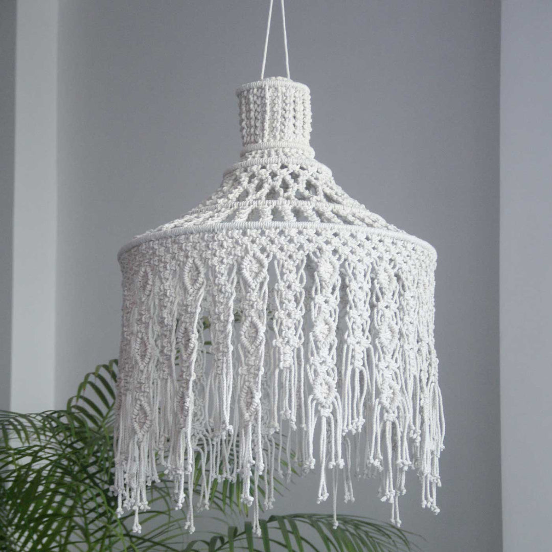 Handmade Macrame Boho Design Cotton Hanging Lamp