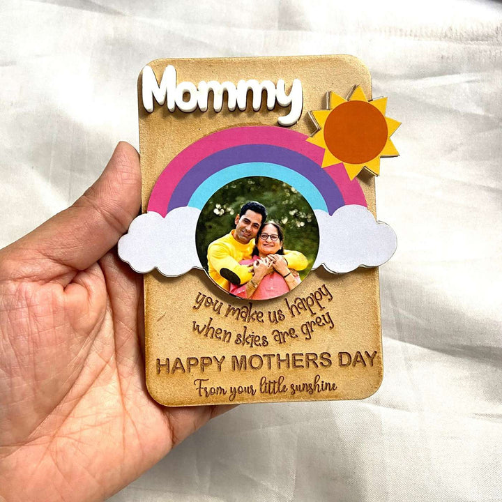 Photo Personalized Handmade Rainbow Theme MDF Wood Fridge Magnet For Mothers