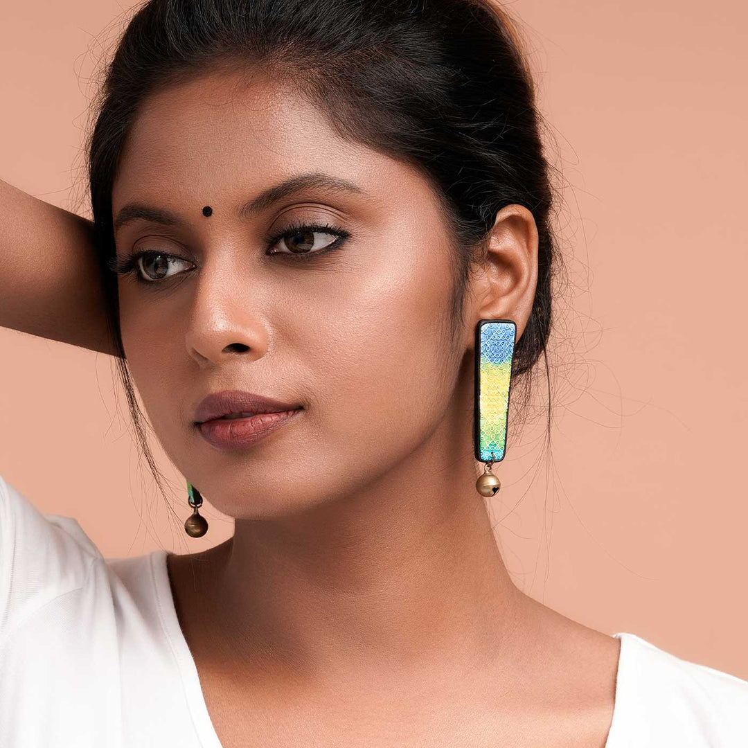 Handmade Polymer Clay Ezhil Sikku Kolam Design Earrings